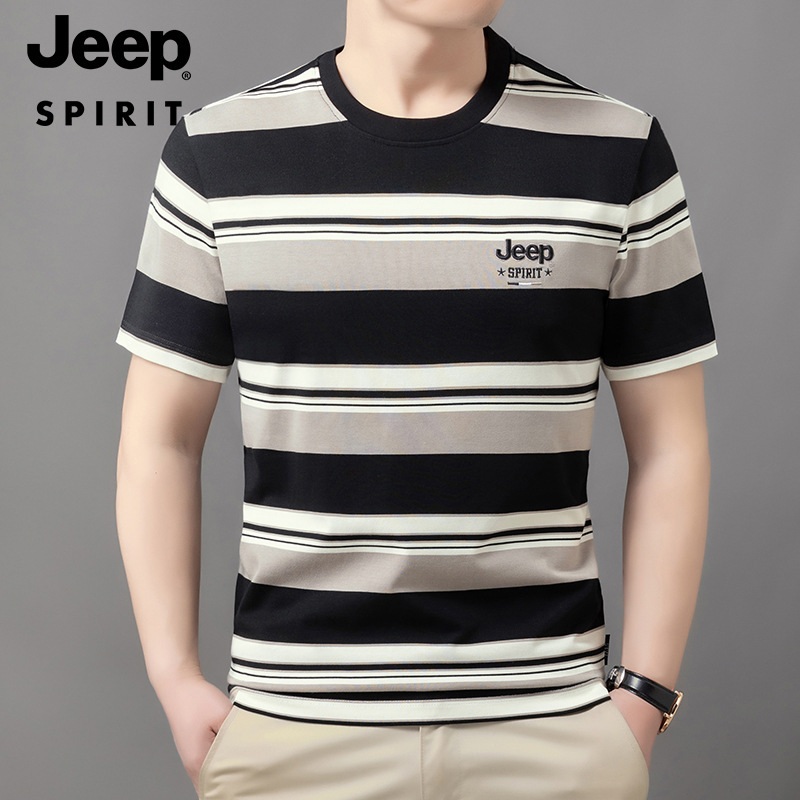 JEEP SPIRIT 여름 티셔츠 남성용 반팔 통기성 데일리 캐주얼 남성 반팔티 - 상품 이미지