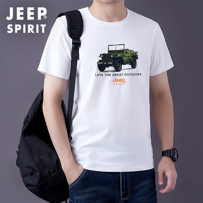 JEEP SPIRIT 남성용 여름 반팔 티셔츠 라운드넥 캐주얼 통기성 땀흡수 티셔츠 - 상세 이미지 4