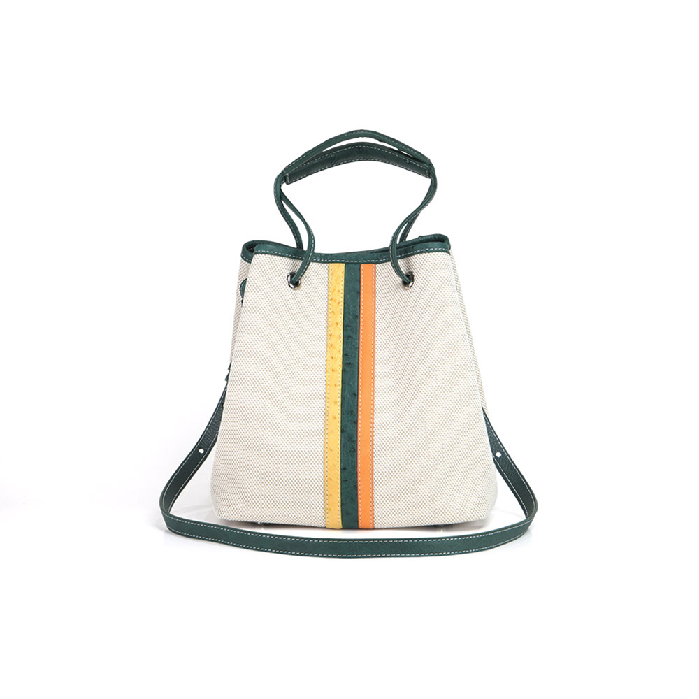 꼼마안 타조가죽 캔버스백 딥그린