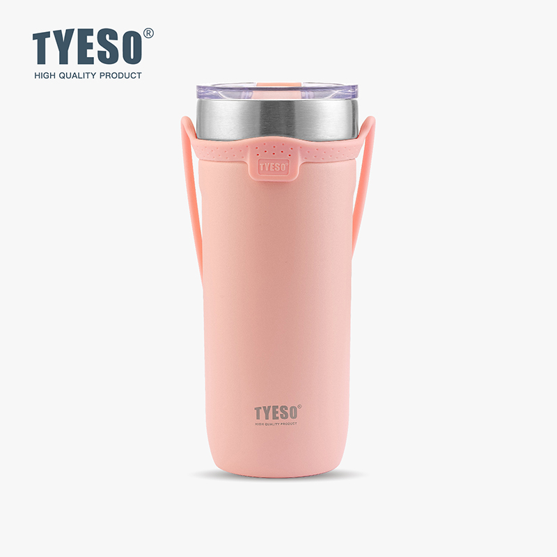 TYESO 대용량 텀블러 보냉보온 빨대텀블러 스텐 제작 손잡이텀블러 싱글 710ml, 핑크 - 상품 이미지