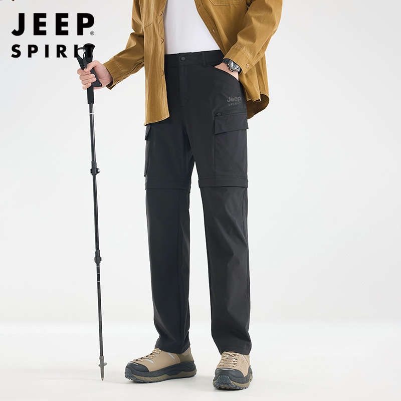 JEEP SPIRIT 남성용 탈부착형 등산 스포츠 바지 방풍 방수 긁힘 방지 카고바지 - 상세 이미지 4