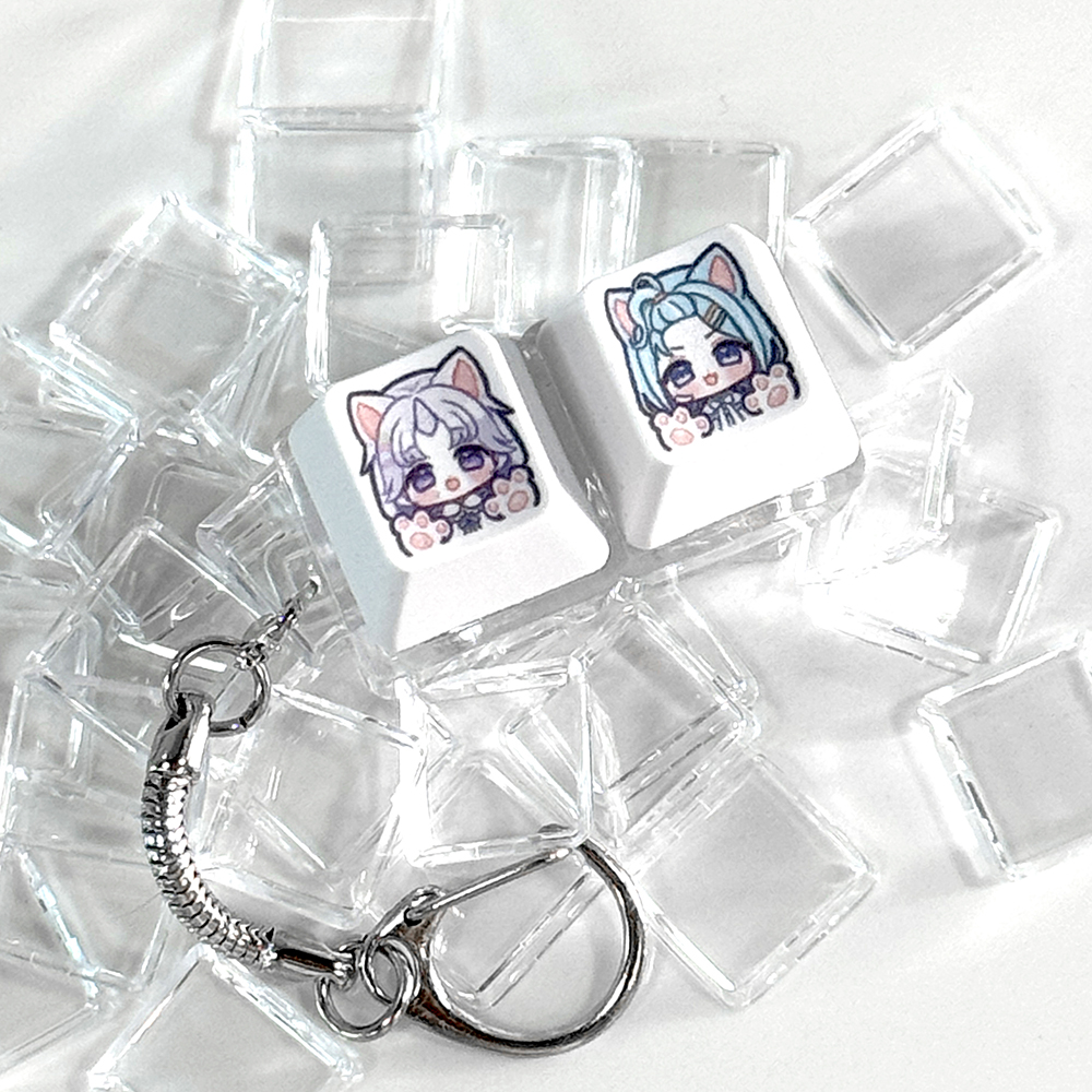 키캡제작 키링 2구 커스텀 주문제작 열쇠고리 RGB 스위치 LED 투명