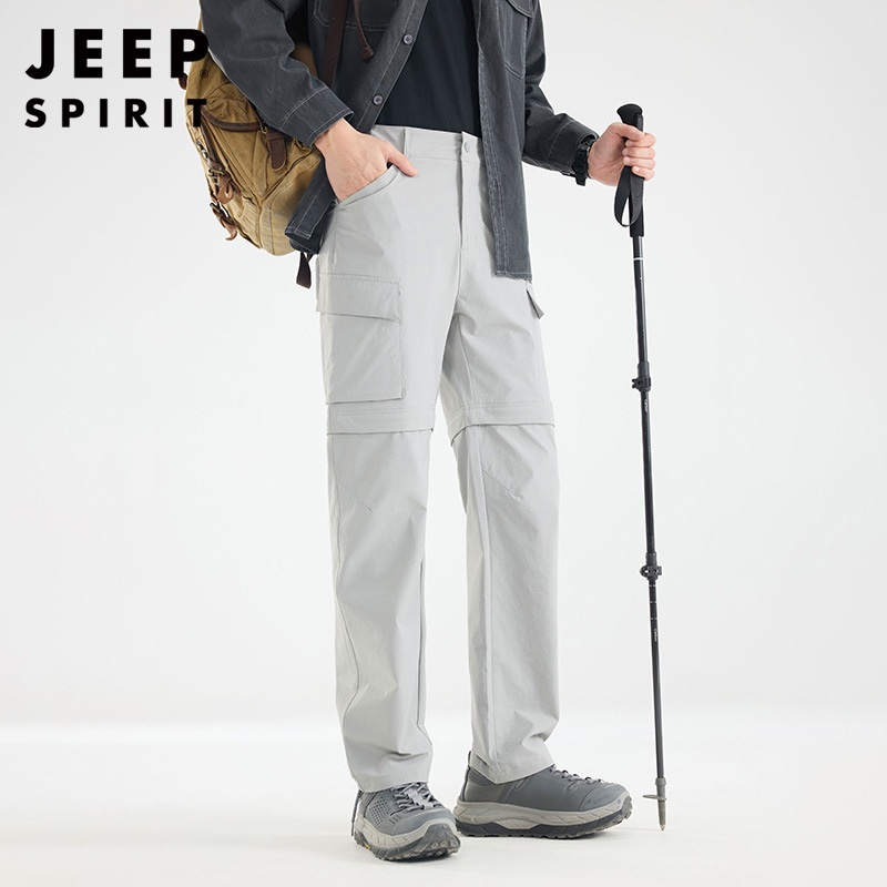 JEEP SPIRIT 남성용 탈부착형 등산 스포츠 바지 방풍 방수 긁힘 방지 카고바지 - 상세 이미지 2