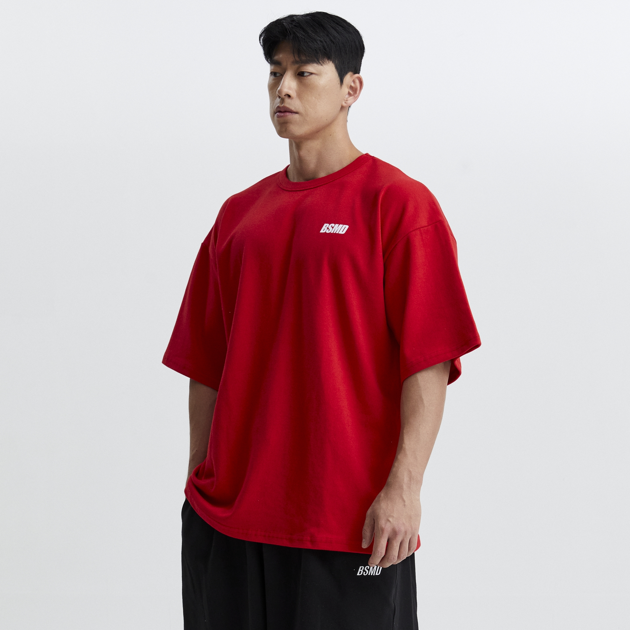 비스트모드 심플로고 헬스 오버핏 반팔 티셔츠 무지 짐웨어 BSMD 상품 이미지