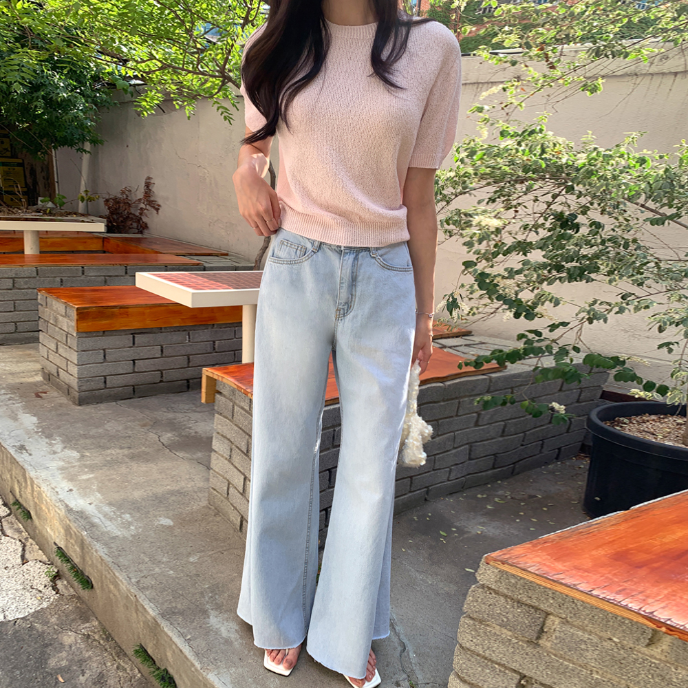 헤미리 부츠컷 와이드 데님 팬츠 - 상세 이미지 4