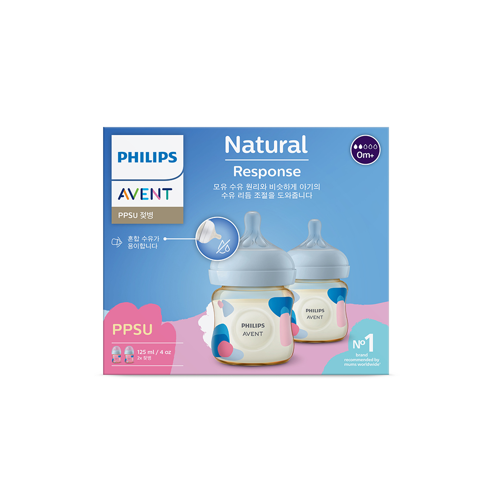 필립스아벤트 배앓이방지 신생아용 아기편한 PPSU 젖병 125ml 4P (0m+ 젖꼭지 포함)
