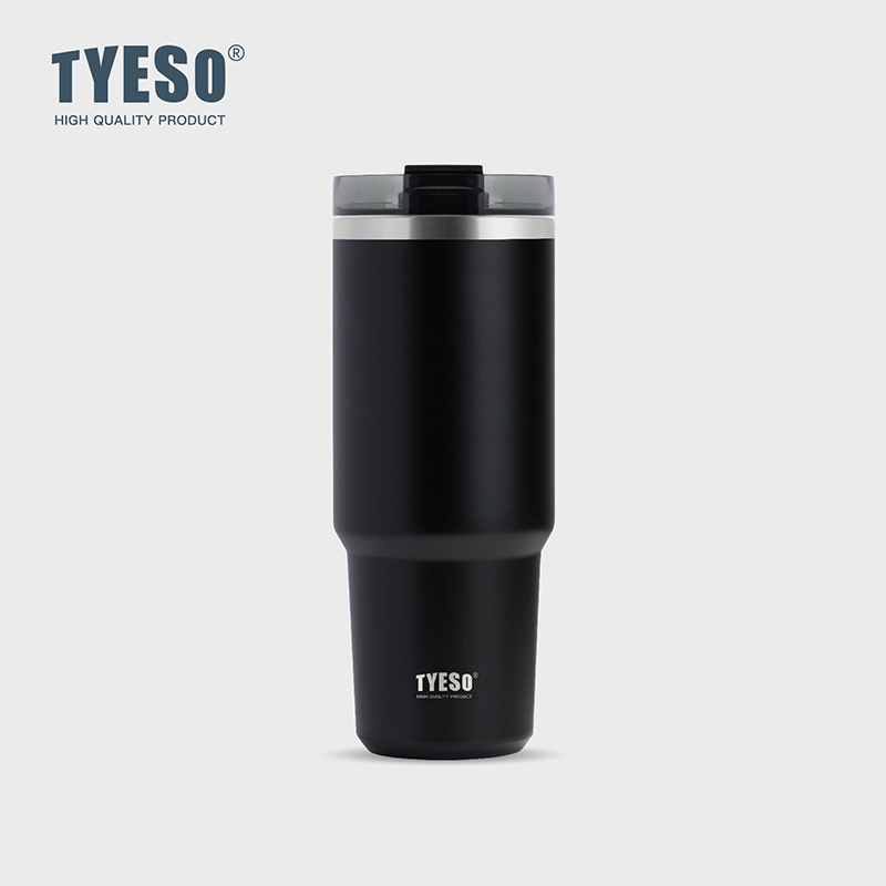TYESO 대용량 텀블러 빨대 스텐텀블러 보냉 보온 텀블러 손잡이 고품질 900ml, 블랙 - 상품 이미지