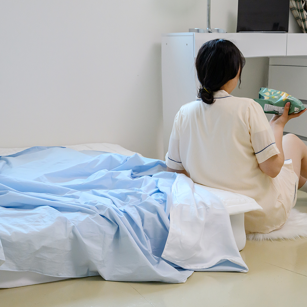 마이컬렉션 듀라론 냉감 이불 패드 베개 세트 여름 호텔 침구 블루, SS(슈퍼싱글)