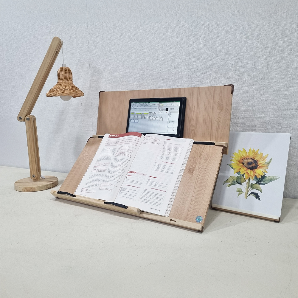 위즈 2단독서대 스토리60 필기용 항균 책거치대 원목 책받침대 눈높이 북스탠드 - 상세 이미지 3
