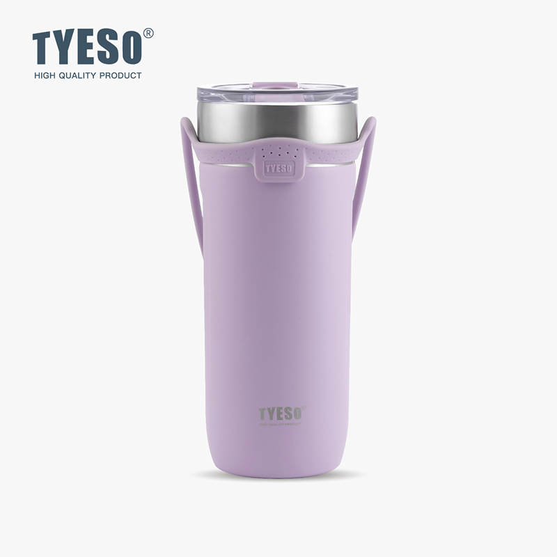 TYESO 대용량 텀블러 보냉보온 빨대텀블러 스텐 제작 손잡이텀블러 싱글 550ml, 퍼플 - 상품 이미지