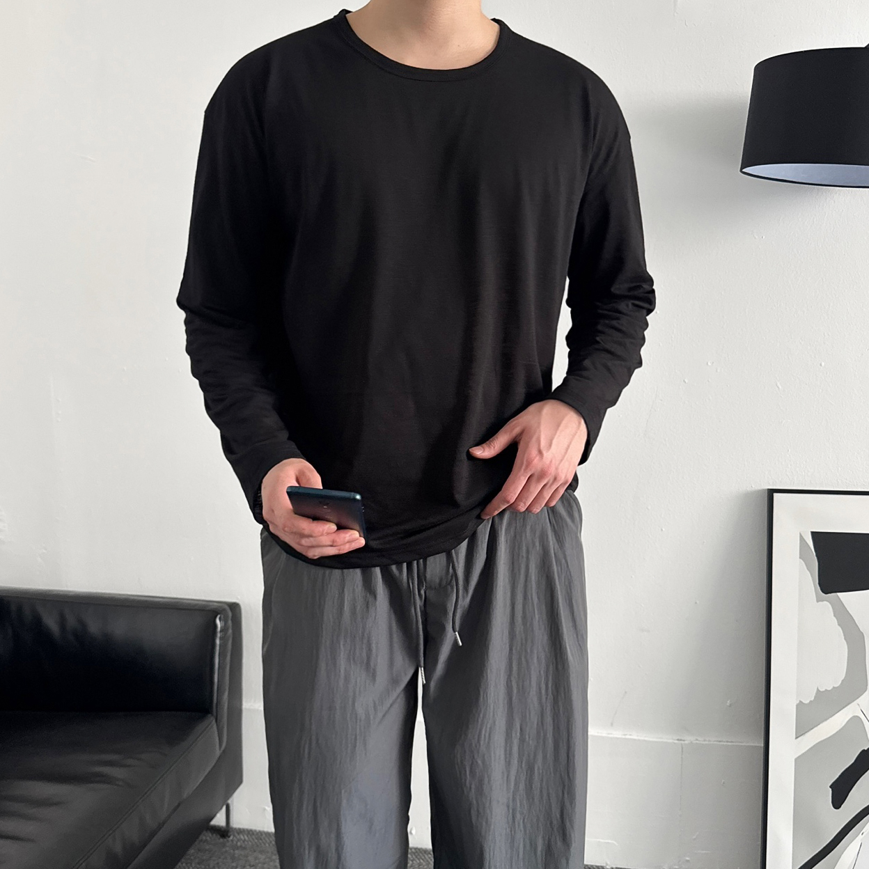남자여름티셔츠 롱슬리브 오버핏티셔츠 - 상세 이미지 3