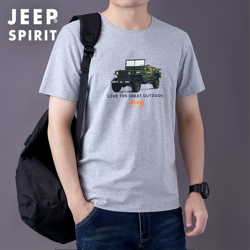 JEEP SPIRIT 남성용 여름 반팔 티셔츠 라운드넥 캐주얼 통기성 땀흡수 티셔츠 - 상세 이미지 3