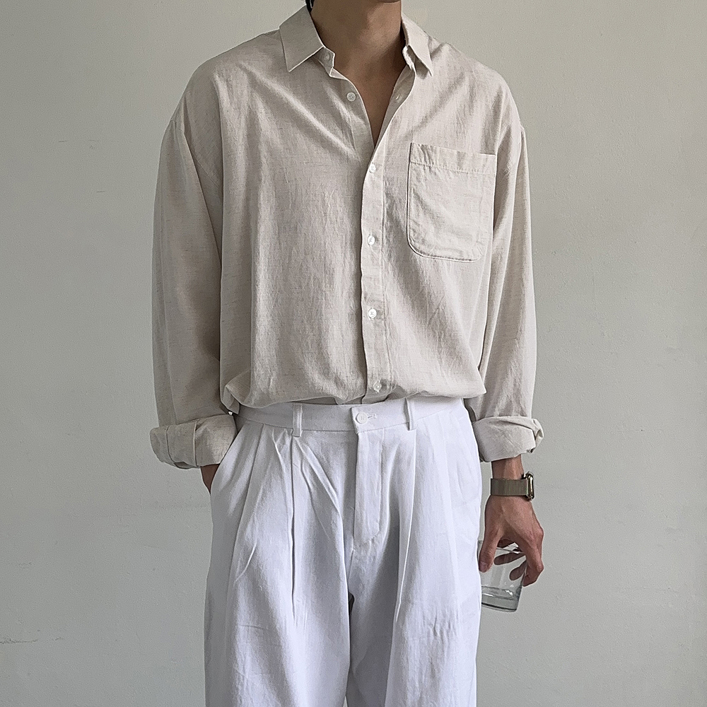 남자 린넨셔츠 오버핏 여름 마 남방 남자 셔츠