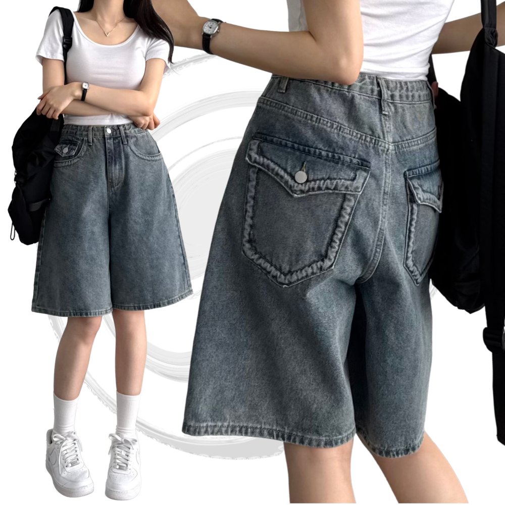 여성 여름 키작녀 청바지 데님 5부 버뮤다 청반바지 흑청반바지