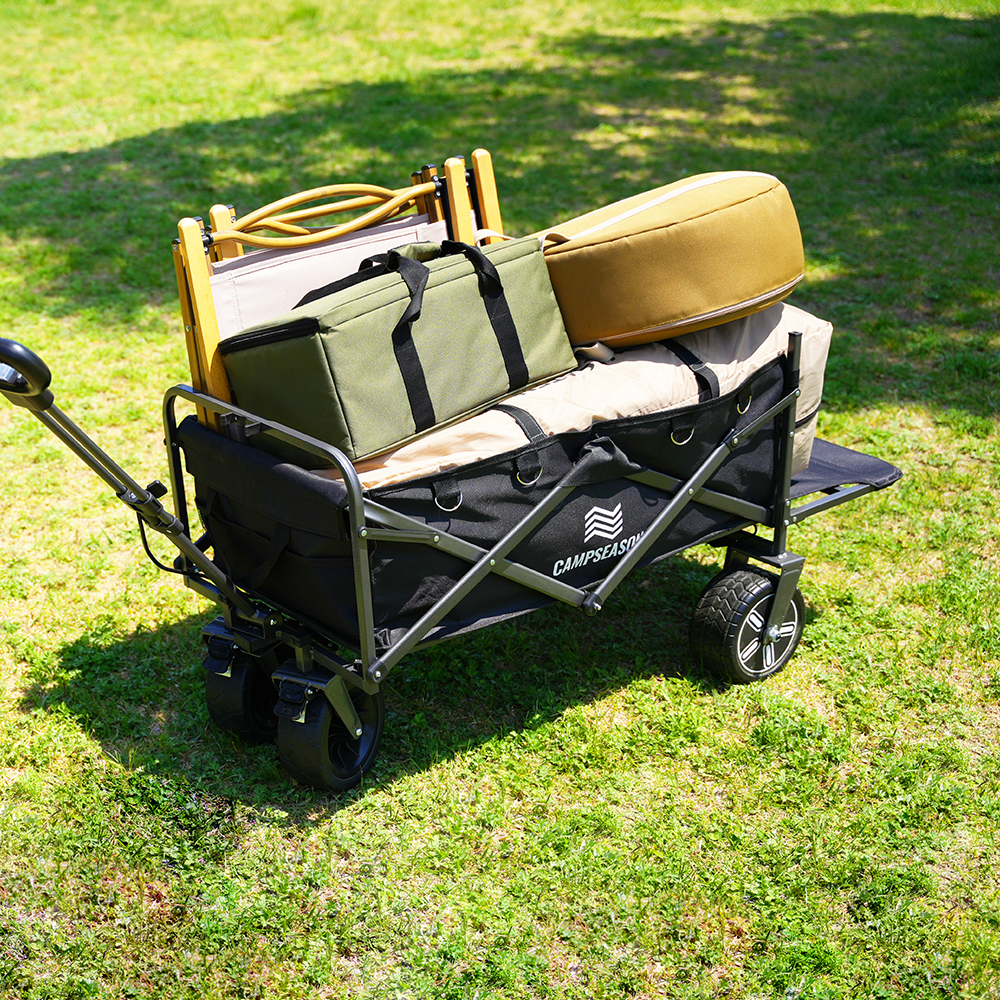 캠프시즌 프리미엄 전동 캠핑 웨건 왜건카트 광폭타이어 접이식카트 뒷문개방형