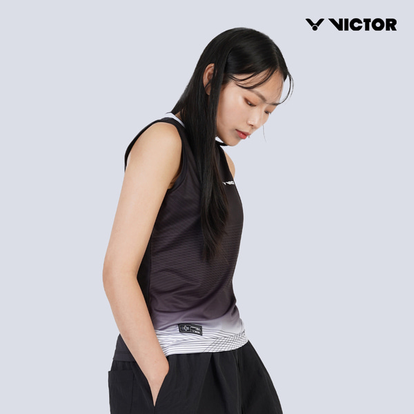 빅터 VICTOR 아울렛 V-Motion Black 여성 민소매 25BGW101F 배드민턴 탁구 스쿼시 스포츠웨어 - 상세 이미지 3