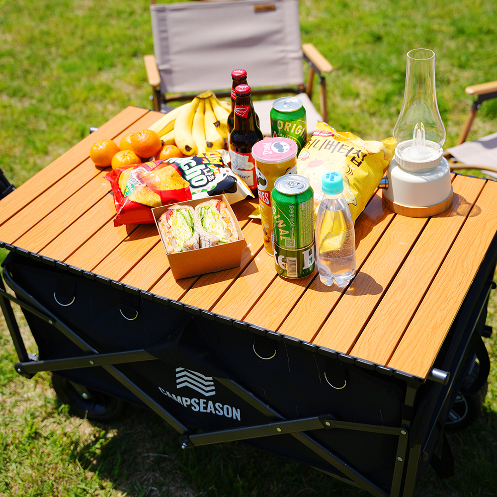 캠프시즌 프리미엄 전동 캠핑 웨건 왜건카트 광폭타이어 접이식카트 뒷문개방형