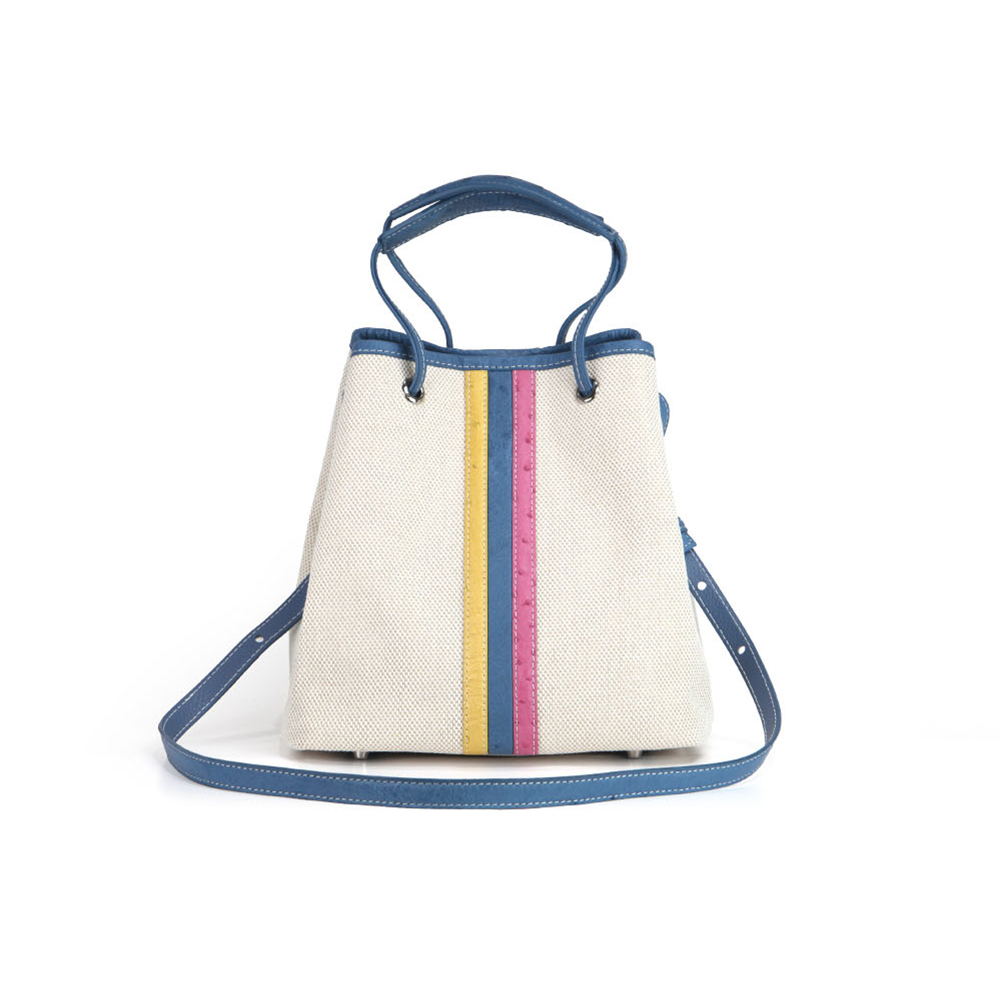 꼼마안 타조가죽 캔버스백 에이블루