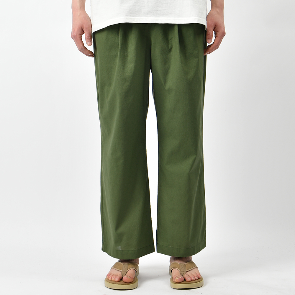 남자 린넨 바지 라이크 여름 와이드 투핀턱 밴딩 면 팬츠 - 상세 이미지 3
