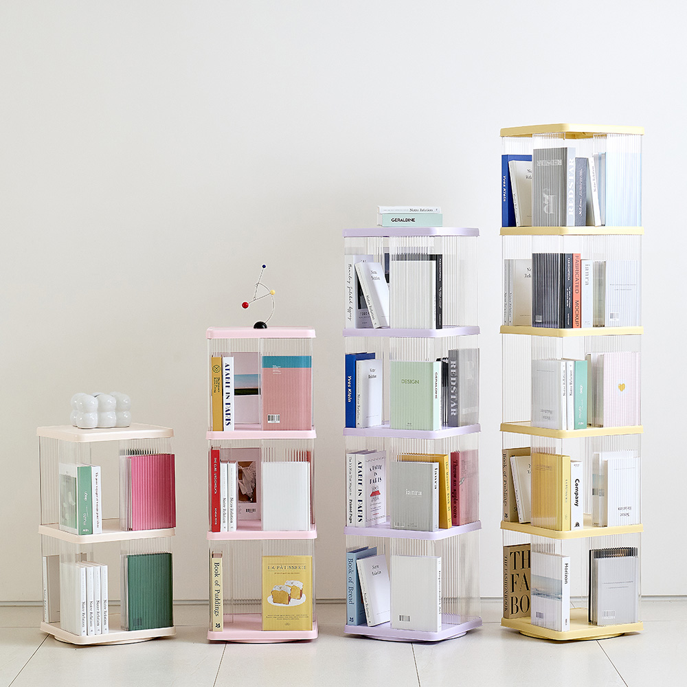 몰리 회전책장 책꽂이 미니 코너 틈새 책장 투명 4단