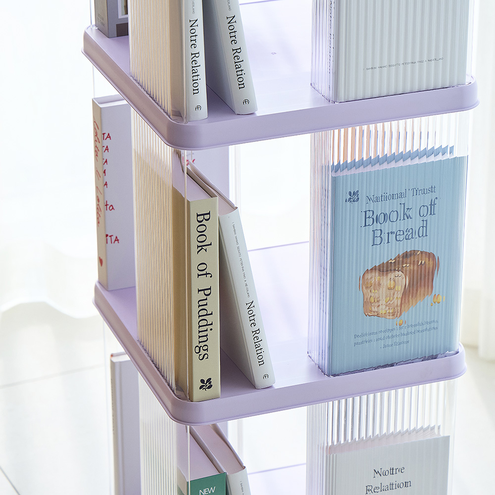 몰리 회전책장 책꽂이 미니 코너 틈새 책장 투명 4단