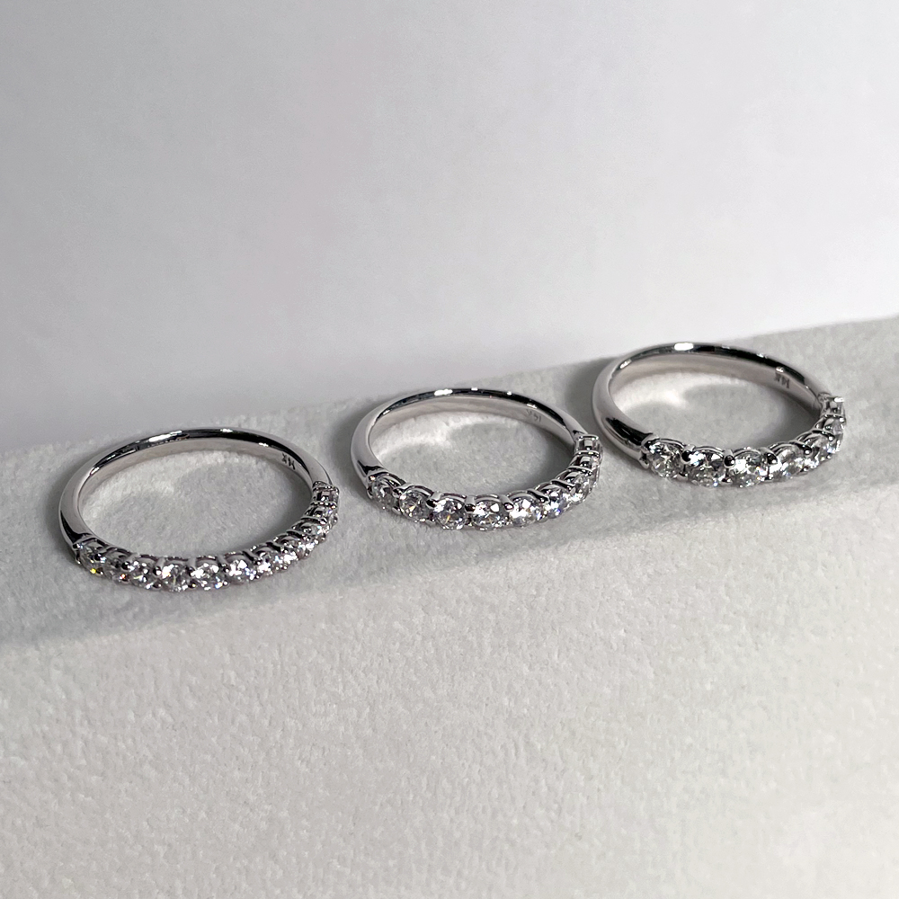 2.5mm 랩 다이아 모이사나이트 나인 가드링 반지 데일리 쌍지 레이어드 - 상세 이미지 4