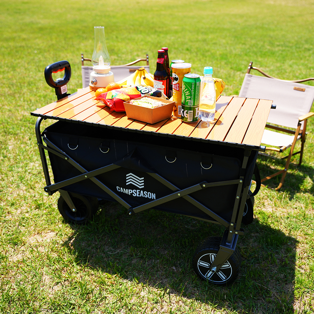 캠프시즌 프리미엄 전동 캠핑 웨건 왜건카트 광폭타이어 접이식카트 뒷문개방형