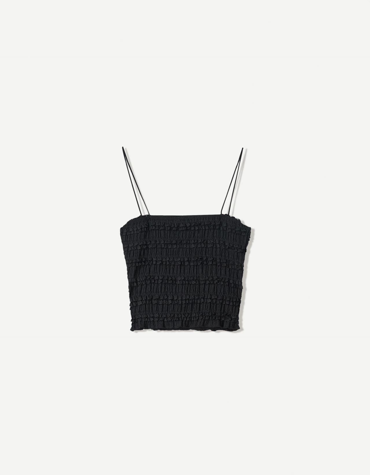 버쉬카 슬림핏 레이스 뷔스티에 크롭 민소매 탑 3670/662 BLACK - 상세 이미지 5