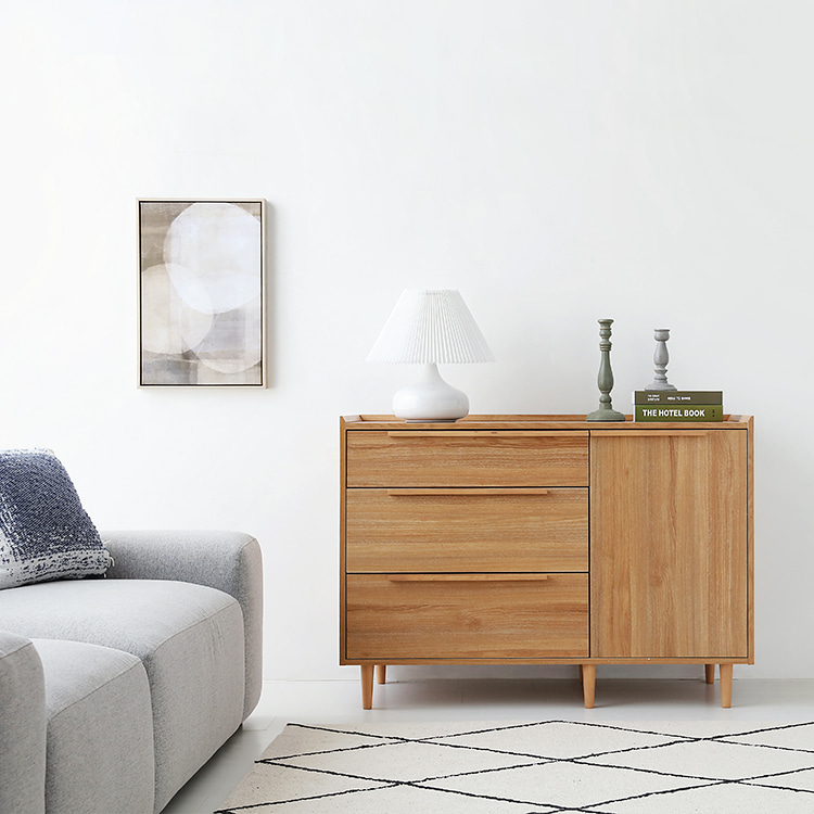 밀캄 콘솔수납장 CHM85120 캄포어베니어 1200x520x855mm, 3단, 캄포어베니어 7865.0343