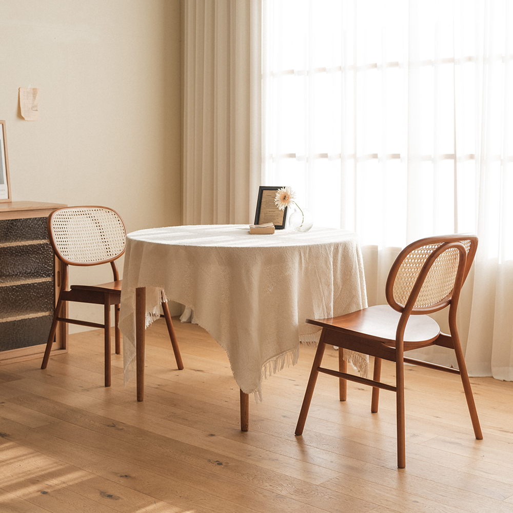 번드 비스트로 라탄 원목 식탁 의자 월넛