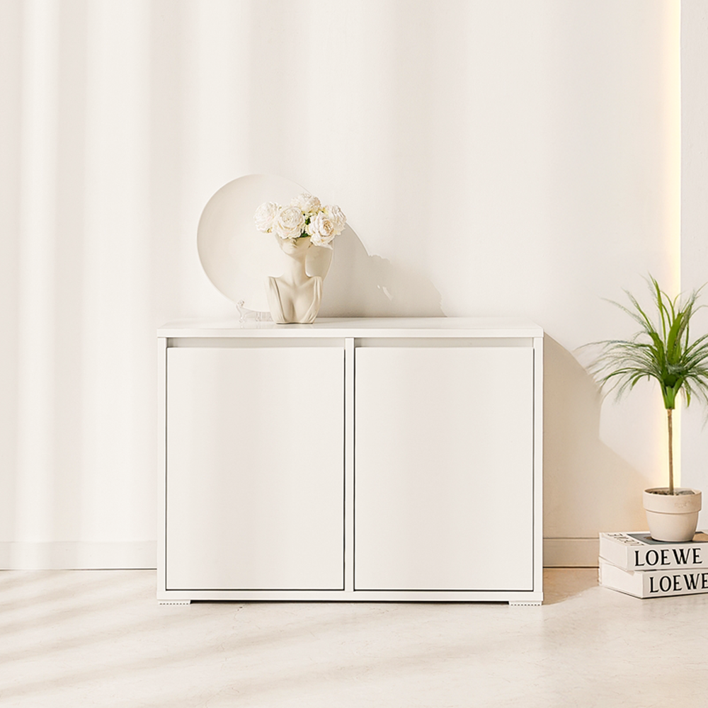 무드인 거실 모듈 수납장 공간분리 베란다 침대옆 낮은 수납장 800x400x570mm, 2단, 화이트 - 상품 이미지