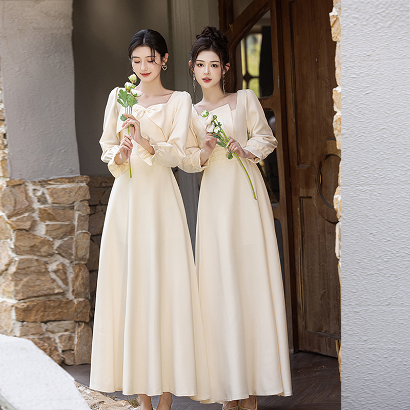 연회장원피스 연회장드레스 피로연 돌잔치 2부 파티복 셀프웨딩 상견례 예복 A 미디 기장 S 이미지 6