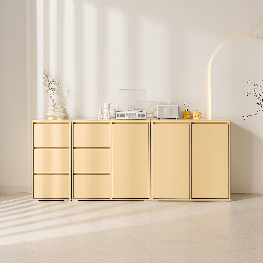 무드인 거실모듈 서랍형 침대옆 LP 옷 높은 안방 수납장 800x400x825mm, 3단, 화이트