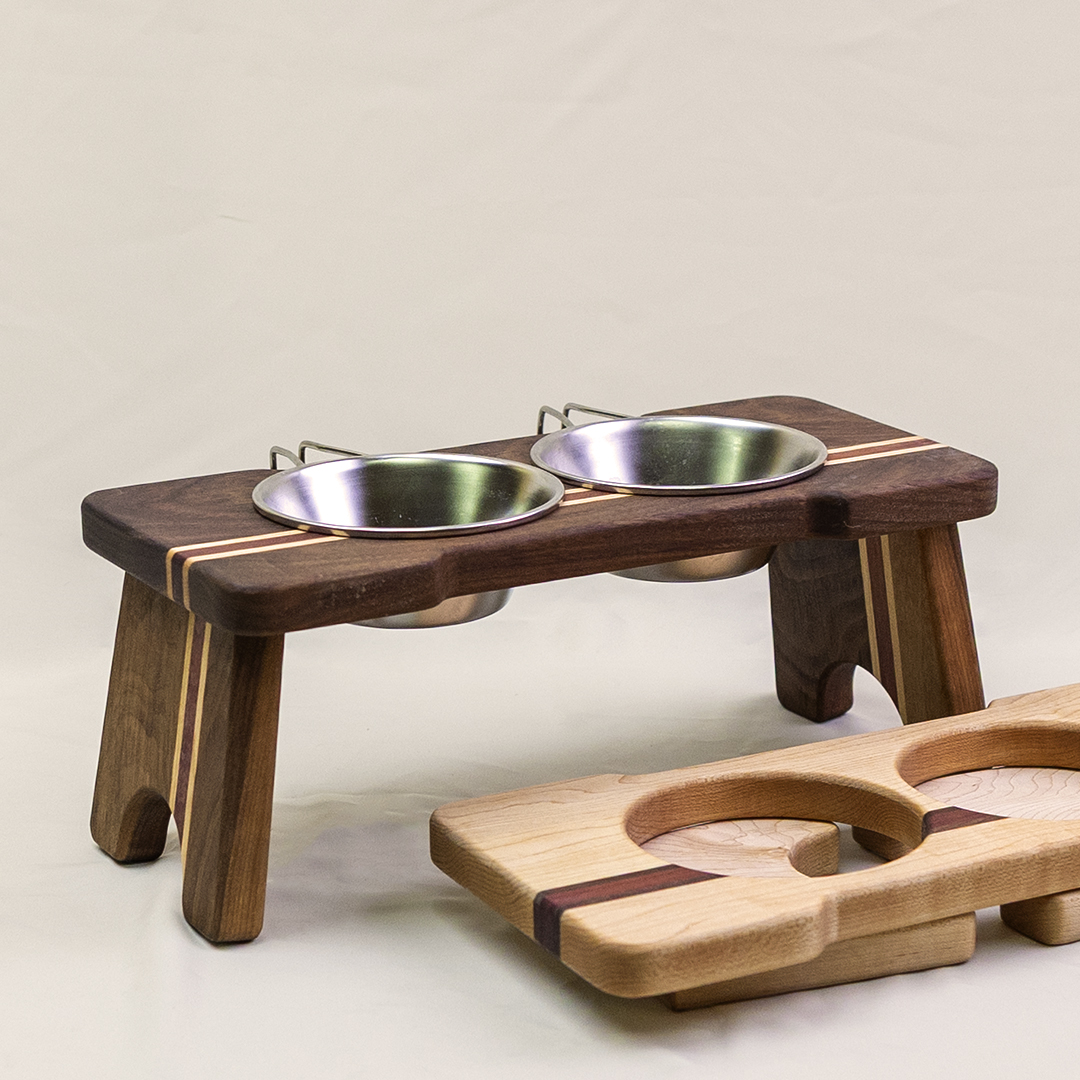윌데라 강아지 밥그릇 물그릇 휴대용 애견식기 캠핑 애견 접이식 식기 원목 2구 세트