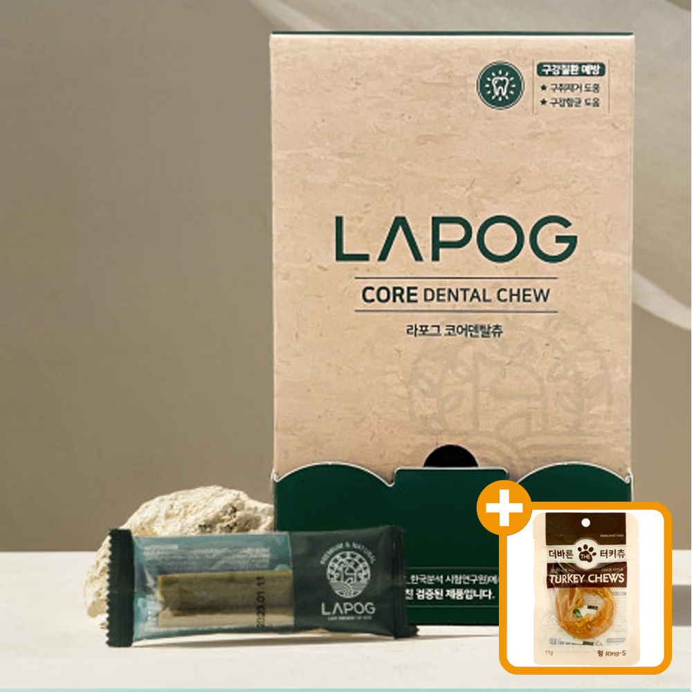 라포그 코어 덴탈츄 40개입 대용량 그린 덴탈껌 개껌 +프리미엄 터키츄 하드링 S 1개