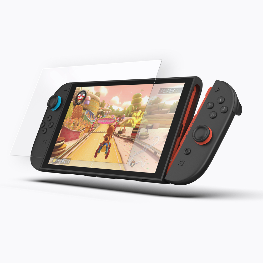 지니비 닌텐도 스위치2 리얼컬러 AR 초고화질 강화유리필름, 무반사 부착트레이