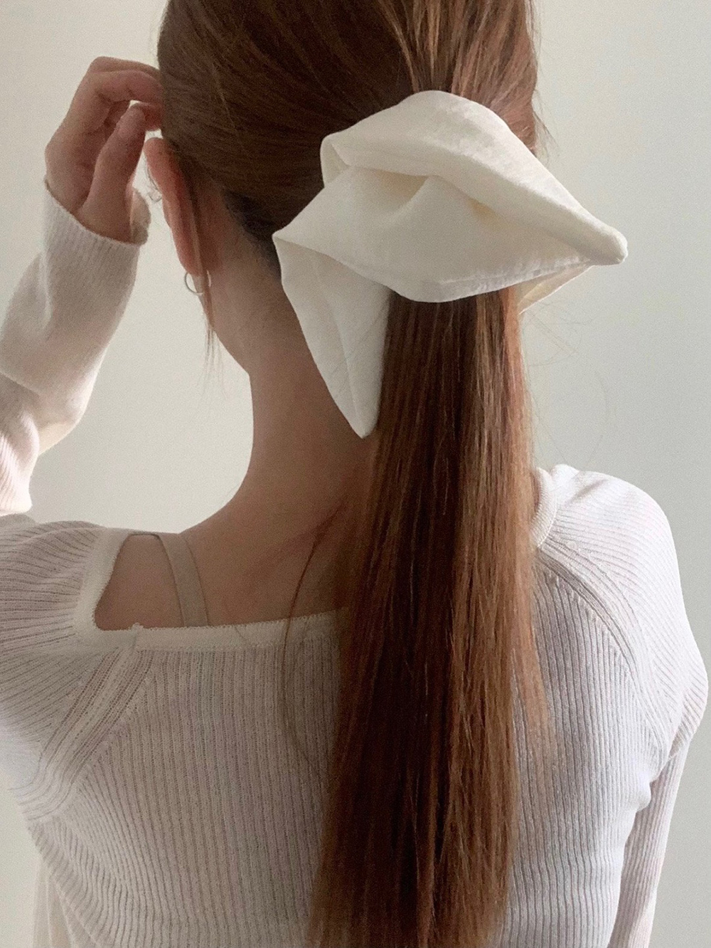 무지심플 사각스크런치 헤어슈슈 곱창머리끈 곱창밴드 머리고무줄 똥머리밴드 헤어슈슈 이미지 6