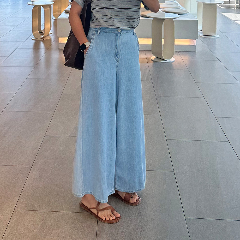 루즈핏 밴딩 키작녀청바지 와이드 여름청바지 진청 연청 텐셀 데님진