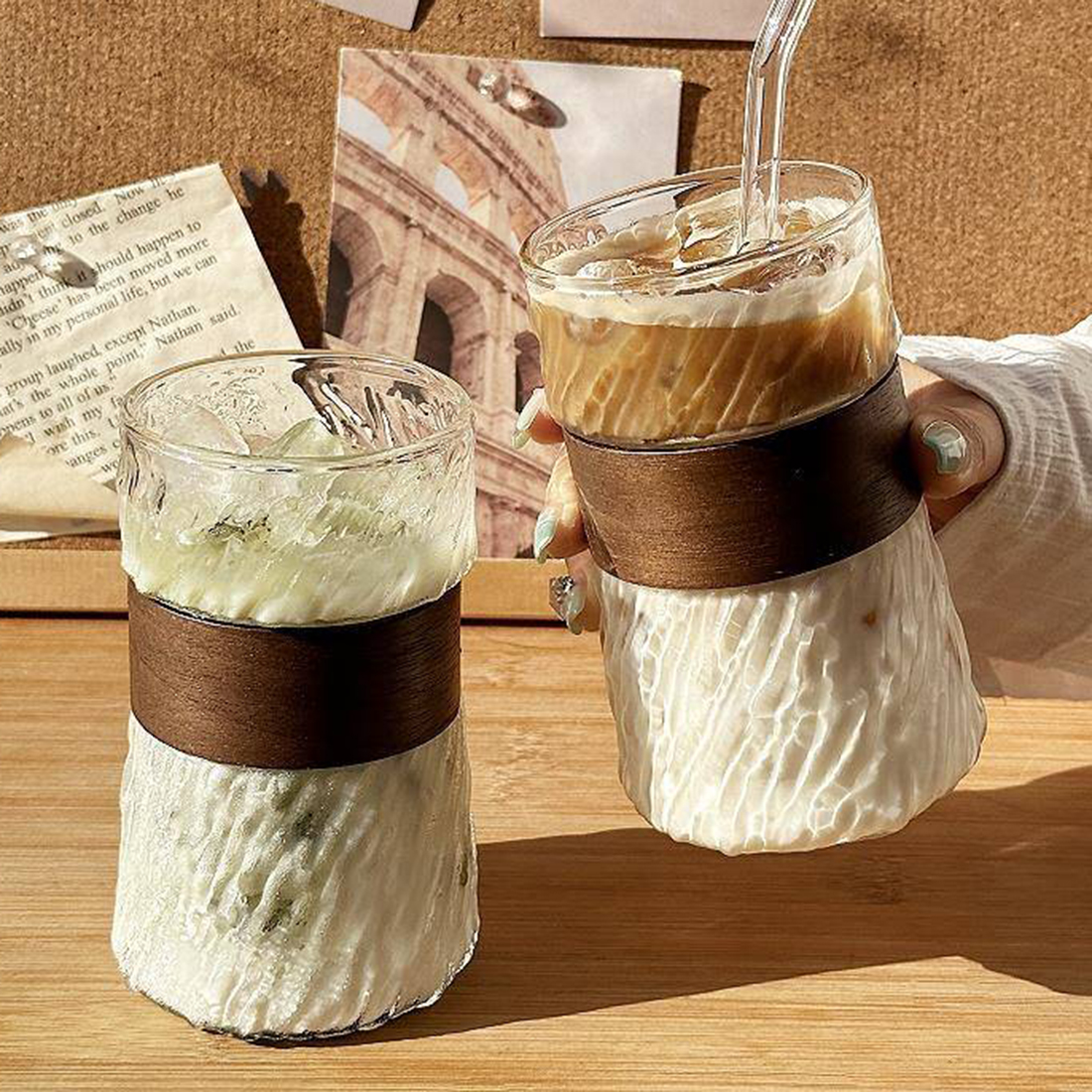 1+1 대용량 아이스아메리카노잔 아인슈페너잔 냉커피 맥주잔 내열 유리컵 410ml