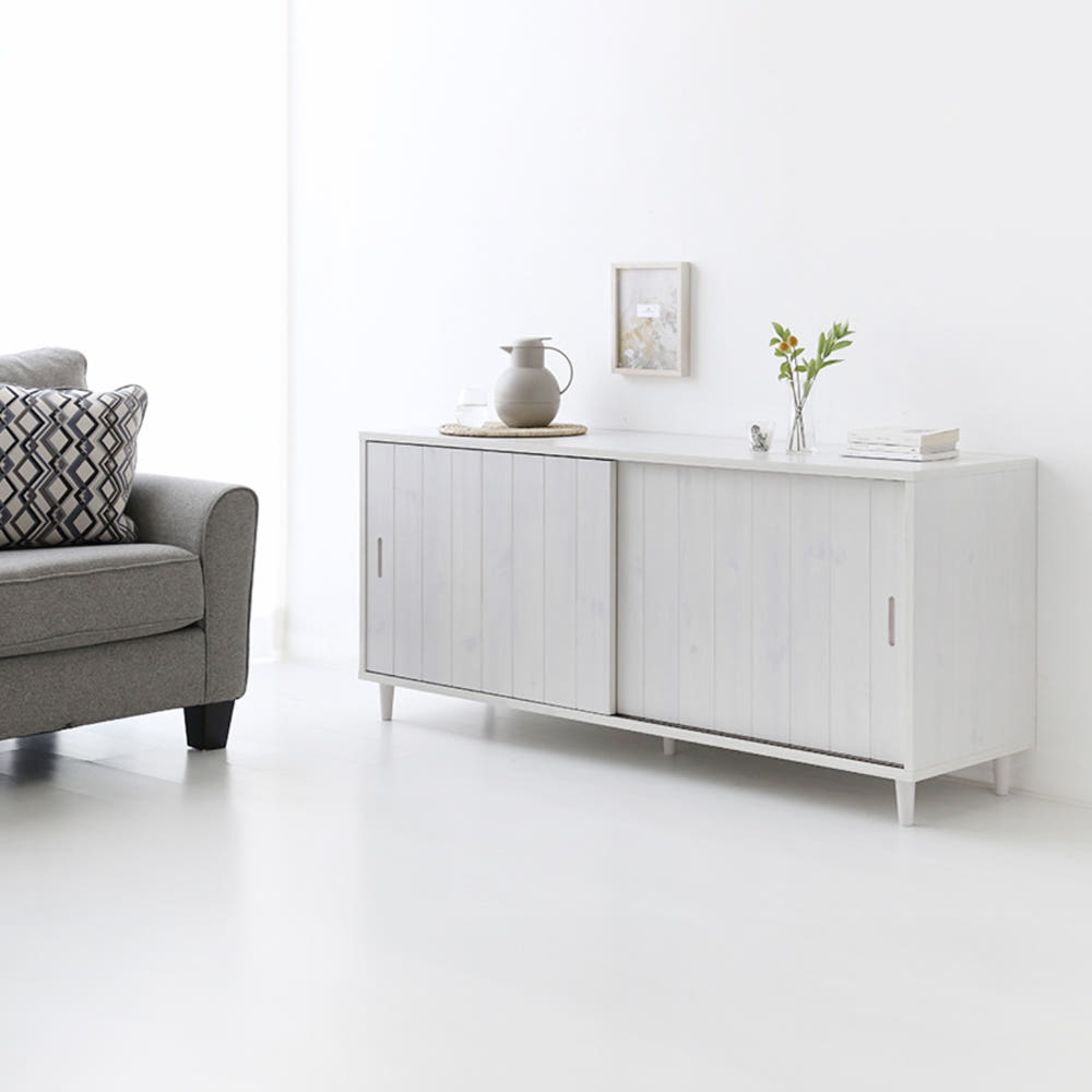 밀캄 슬라이딩 콘솔수납장 CHM71160 1600x450x710mm, 2단, 화이트파인베니어 3369.3111