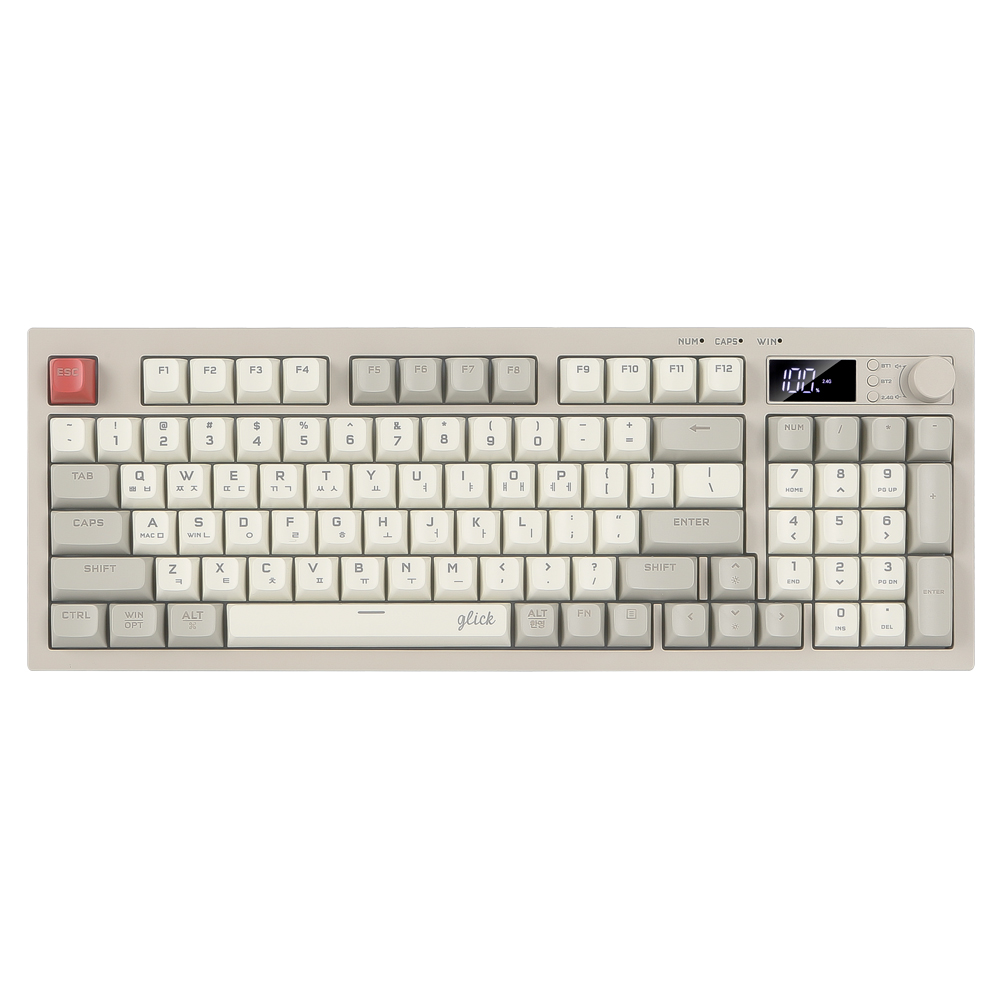 지클릭커 오피스프로 WK50 사일런스 M RGB 풀윤활 무소음 방수 무선 블루투스 LCD 키보드 Retro cappuccino RC1 94키 - 상품 이미지