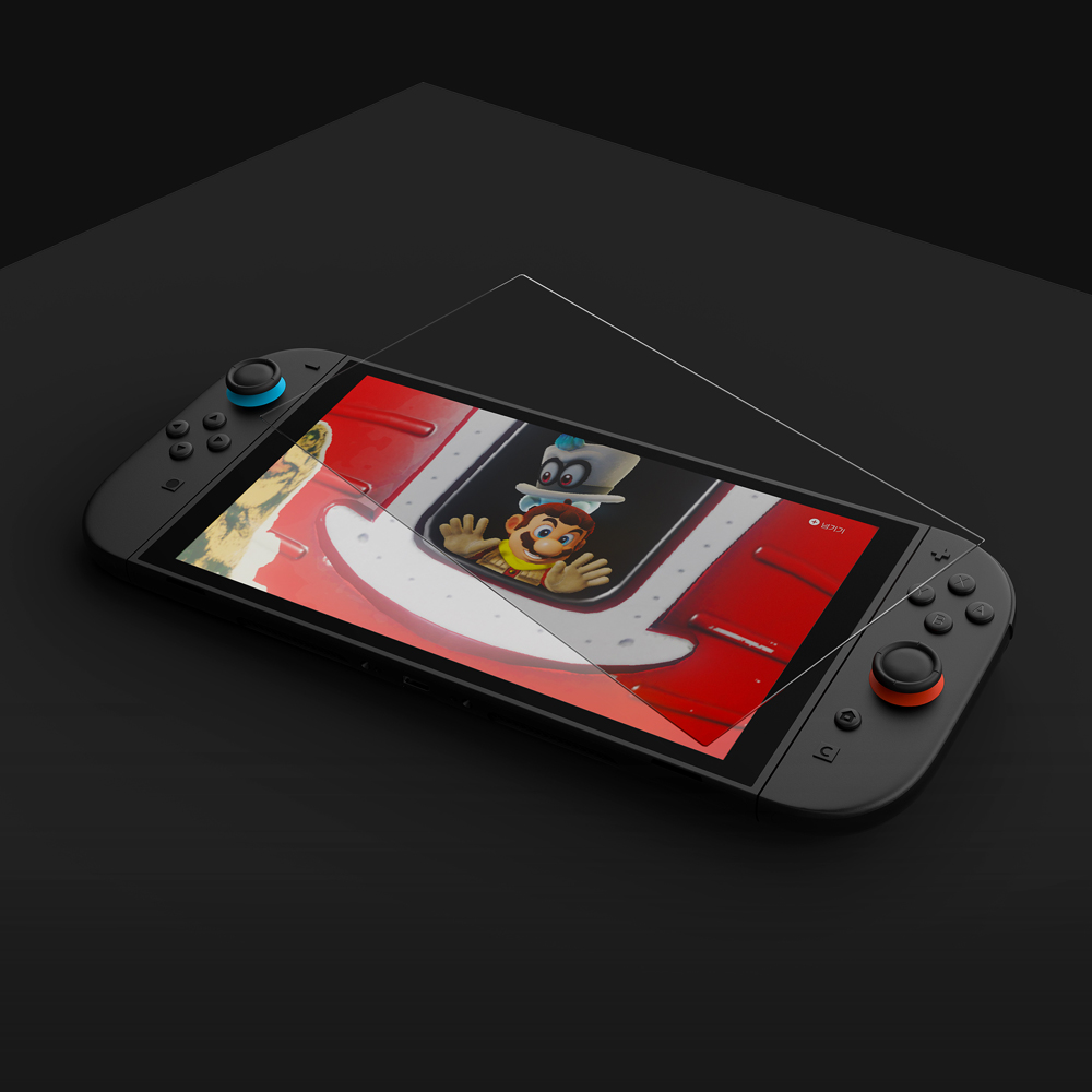 지니비 닌텐도 스위치2 리얼컬러 AR 초고화질 강화유리필름, 무반사 부착트레이