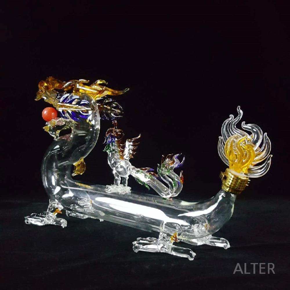 담금주 병 용 모양 유리병 저장 과실주 가정용 양주 봉황 드래곤 44x12x26cm - 상세 이미지 4