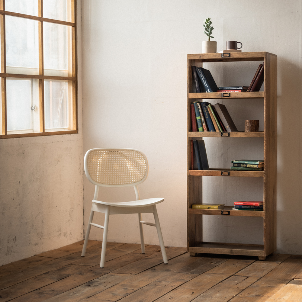 번드 비스트로 라탄 원목 식탁 의자 화이트