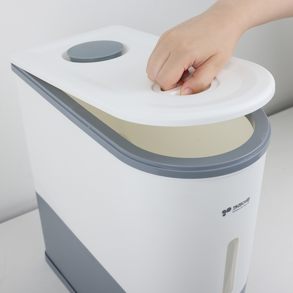 키친아트 쌀통 쌀보관통 10kg 잡곡통 쌀독 원터치 계량 - 상세 이미지 5
