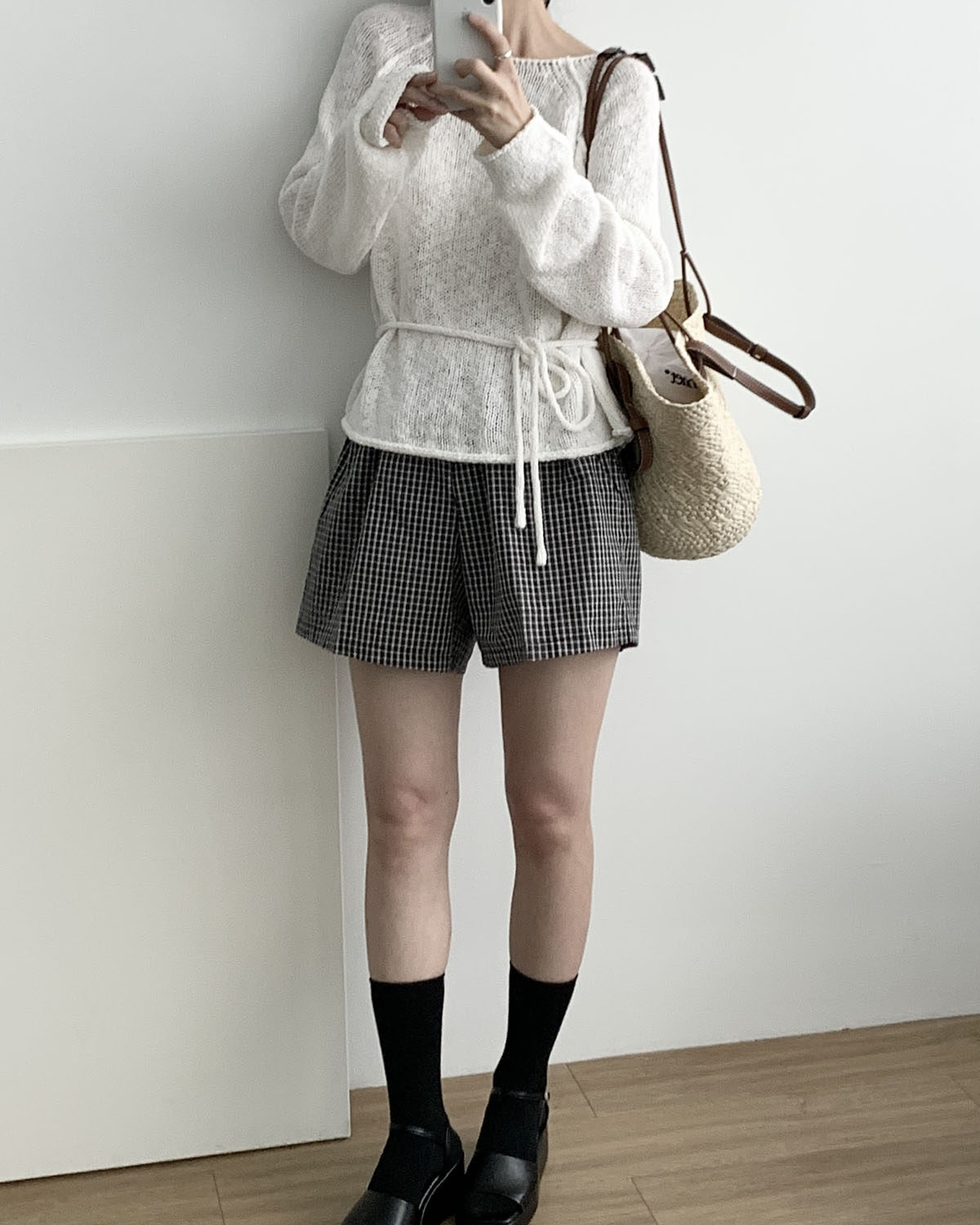 [블랙당일] 체크 밴딩숏츠 레이어드 3부 파마자 트렁크 반바지 웨어링무드 (2c) - 상세 이미지 5