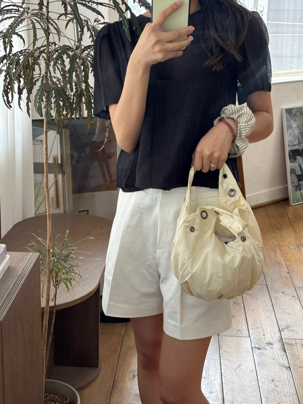 [리햅] 비엔트 미니 토트백 아일렛 포인트 바스락 나일론 데일리백 - 상세 이미지 3