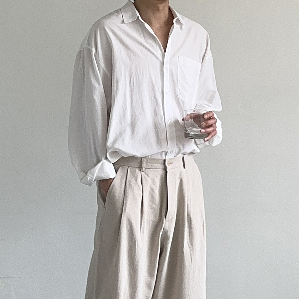 남성 셔츠 오버핏 흰색 여름 쿨 남방 남자린넨셔츠