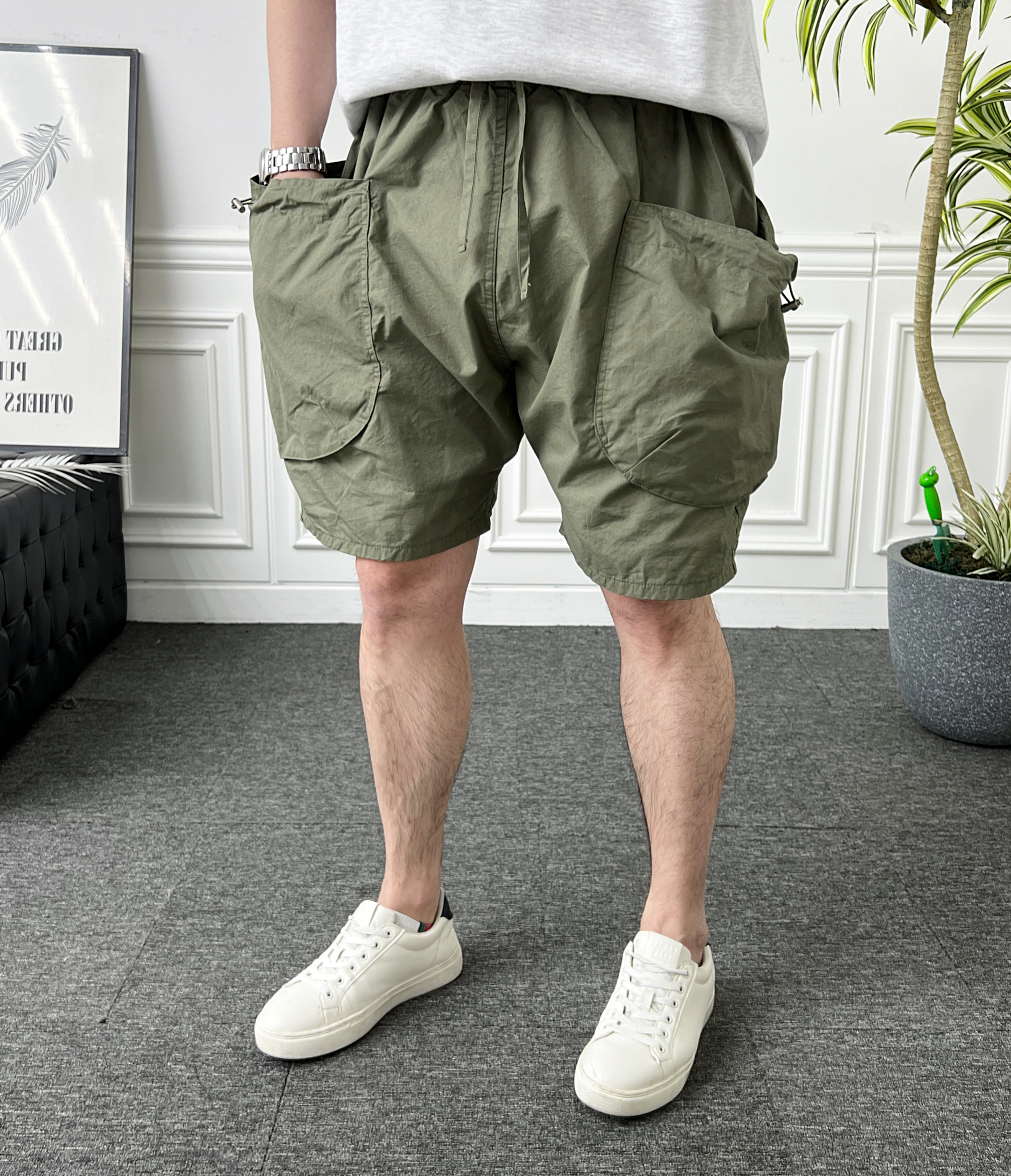 남자 반바지 여름 밴딩 왕카고 벌룬핏 바스락 배기팬츠