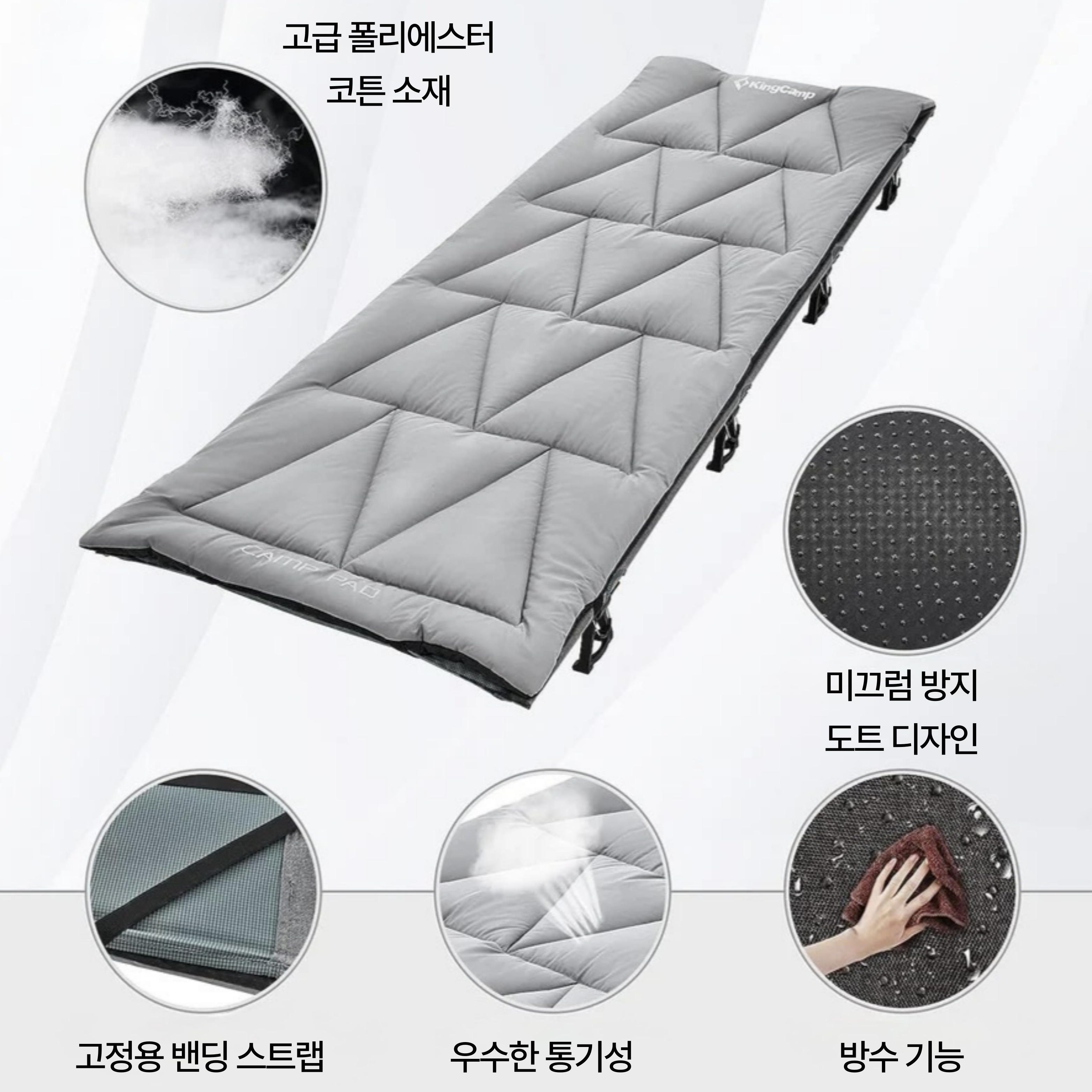 킹캠프 경량 코튼 매트 접이식 캠핑 패드 KM2415 CAMP PAD L - 상세 이미지 3